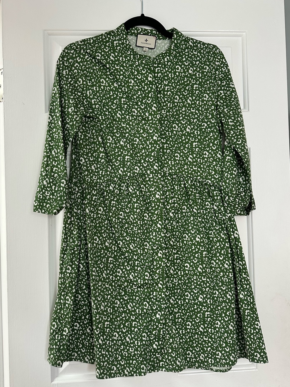Tuckernuck Royal Dress Green and White Print